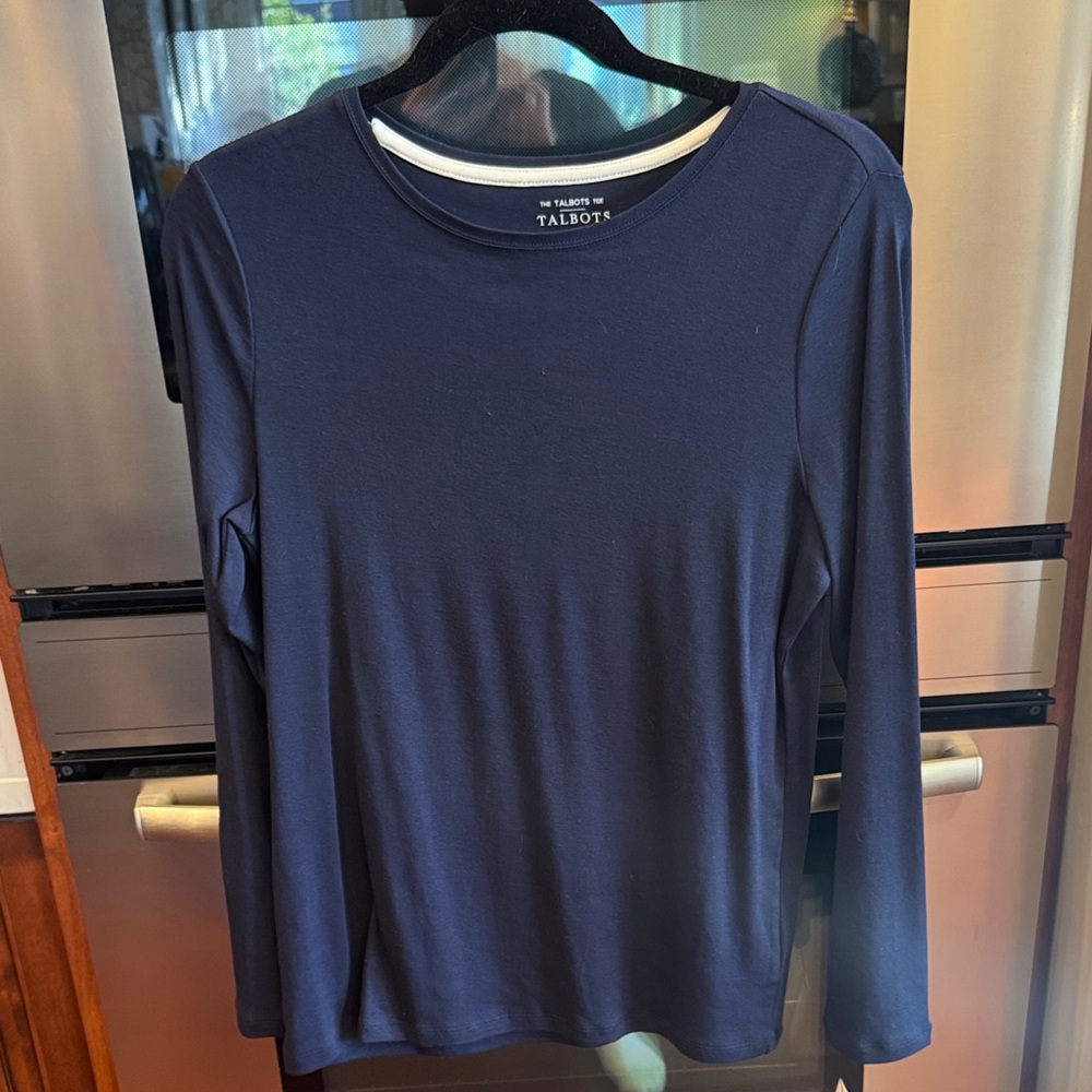 Talbots “The Talbots Tee” Classic Navy Long Sleeve Tee, NWT